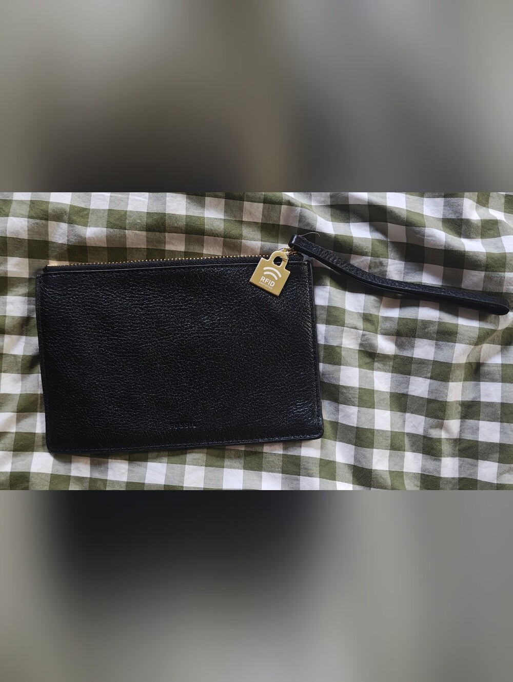 Fossil Black Leather RFID Wristlet